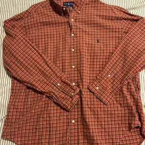 Polo by Ralph Lauren Orange Plaid Casual Button Down Shirt